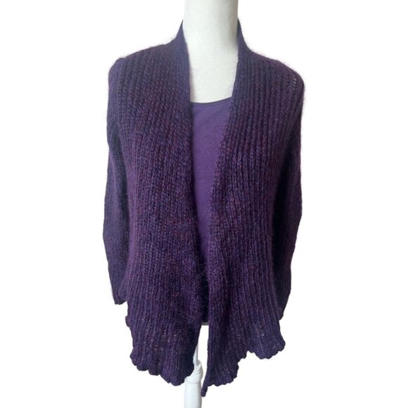 Eileen Fisher Purple Mohair Blend Open Front Cardigan w/ Free Purple Tank Small - Picture 1 of 12